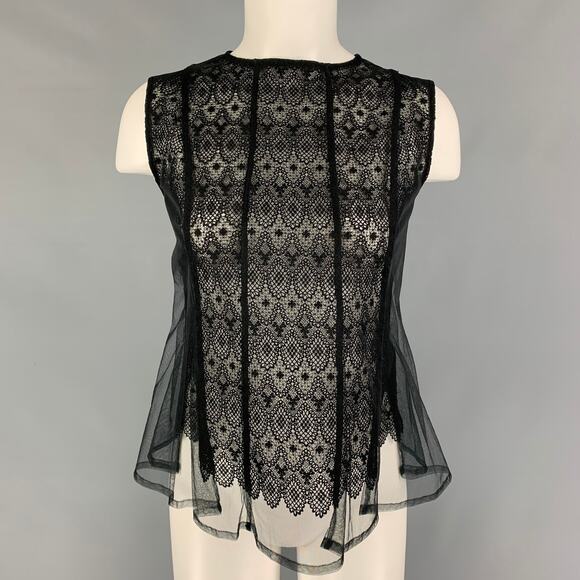 NOIR KEI NINOMIYA Size M Black Tulle Sleeveless Dress Top - Picture 1 of 4